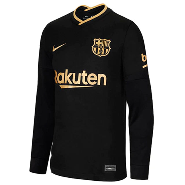 Camisa II Barcelona Away 2020/2021 Manga Longa Retrô Nike - Preta e Dourada