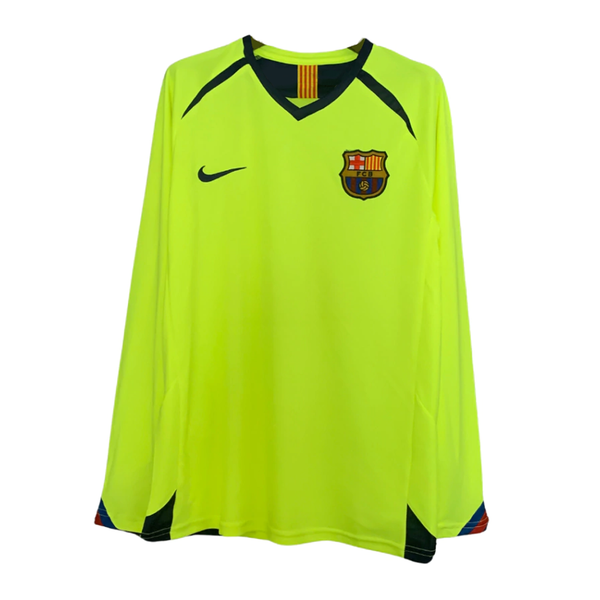 Camisa II Barcelona Away 2005/2006 Manga Longa Retrô Nike - Amarelo Limão