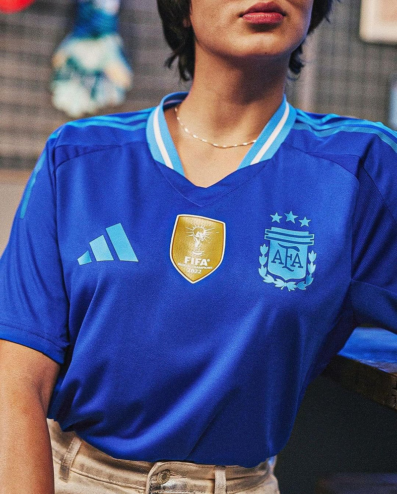 Camisa Argentina Away 2024 + Patch de Campeão - Azul Manto do GOAT | Loja de Artigos Esportivos | Camisas de Futebol