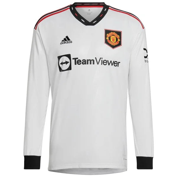 Camisa II Manchester United Away 2022/2023 Manga Longa Retrô Adidas - Branca