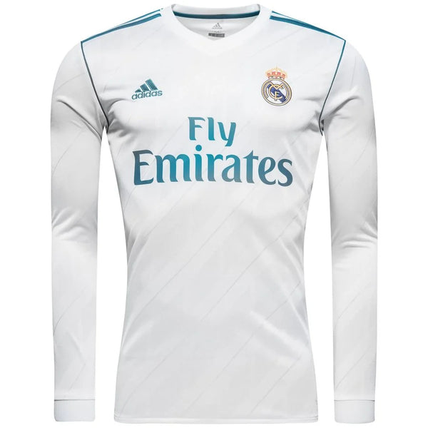 Camisa I Real Madrid Home 2017/2018 Manga Longa Retrô Adidas - Branco