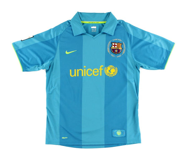 Camisa II Barcelona Away 2007/2008 Retrô Nike - Azul Celeste