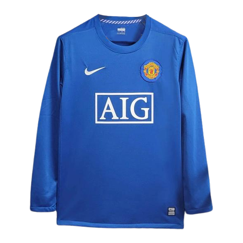 Camisa III Manchester United Third 2008/2009 Manga Longa Retrô Nike - Azul