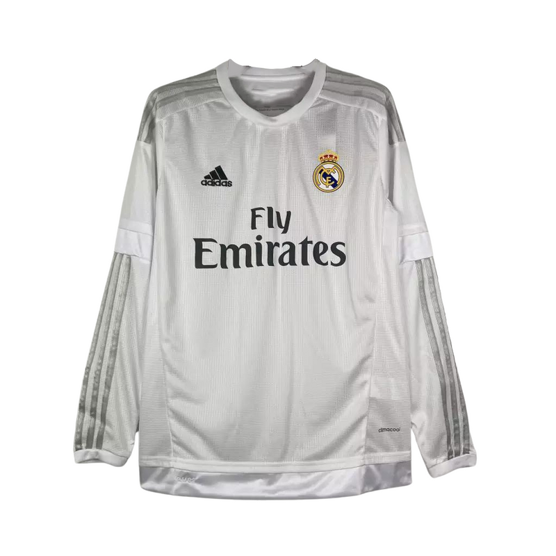 Camisa I Real Madrid Home 2015/2016  Manga Longa Retrô Adidas - Branca