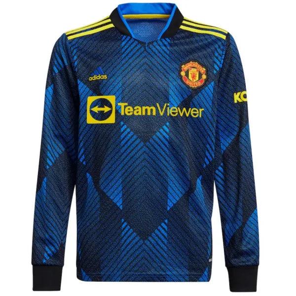 Camisa III Manchester United Third 2021/2022 Manga Longa Retrô Nike - Azul