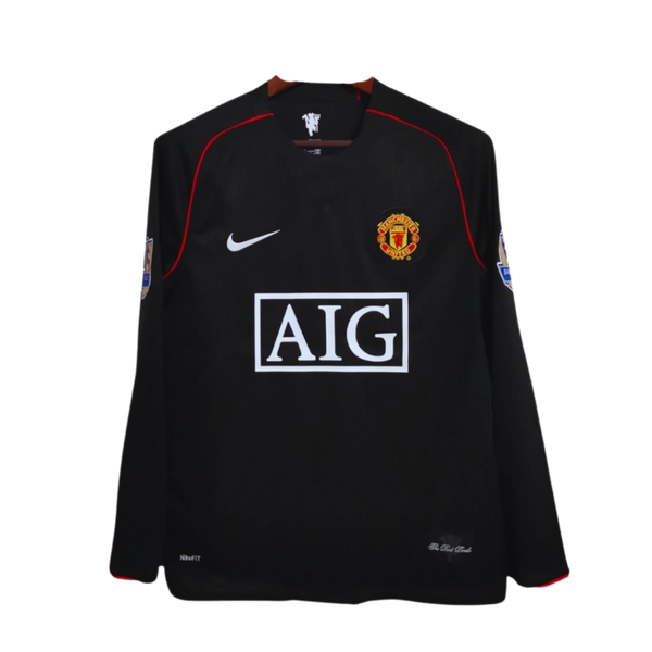 Camisa II Manchester United Away 2007/2008 Manga Longa Retrô Nike - Preta