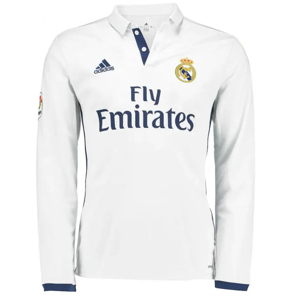 Camisa I Real Madrid Home 2016/2017 Manga Longa Retrô Adidas - Branco