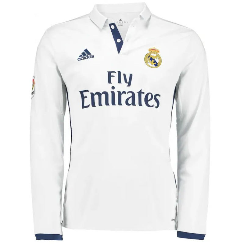 Camisa I Real Madrid Home 2016/2017 Manga Longa Retrô Adidas - Branco