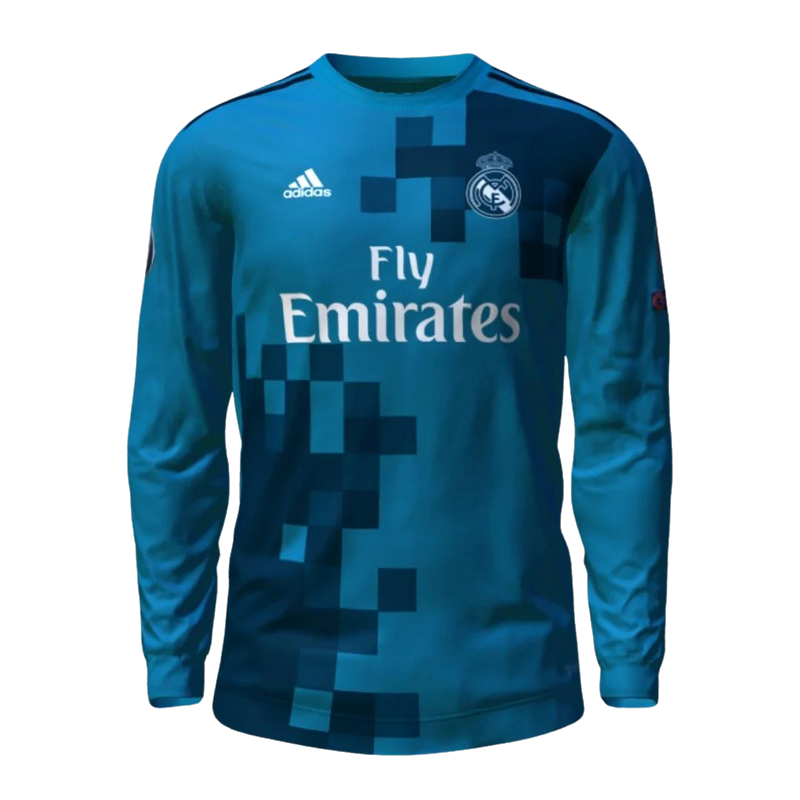 Camisa III Real Madrid Third 2017/2018 Manga Longa Retrô Adidas - Azul